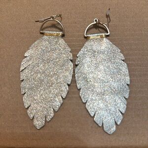 Gold metallic feather earrings